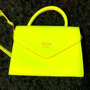 Neon lime top handles satchel bag